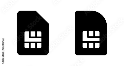 Sim card icon vector isolated on white background. Mobile slot icon. Mobile cellular phone sim card chip.