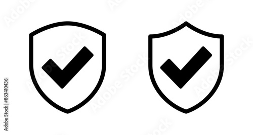 Shield check mark icon vector isolated on white background. Protection approve sign. Safe icon vector
