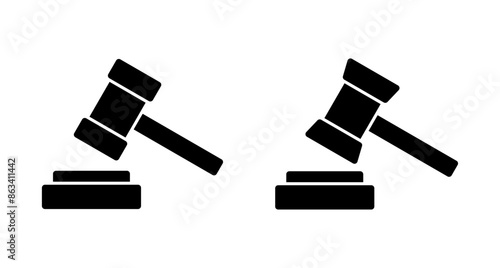 Gavel icon vector isolated on white background. Hammer icon vector. Judge Gavel Auction Icon Vector. Bid