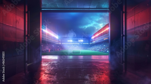 A Glimpse of a Stadium Entrance at Night, Generative AI