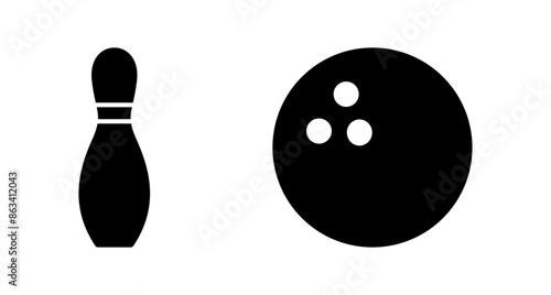 Bowling game Pin Icon vector isolated on white background. Bowling icon, ball and pin