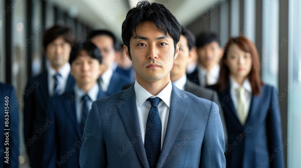 A group of people are standing together, with one man wearing a suit and tie. The man in the suit is the center of attention, looking directly at the camera. The group appears to be professional A group of people are standing together, with one man wearing a suit and tie. The man in the suit is the center of attention, looking directly at the camera. The group appears to be professional