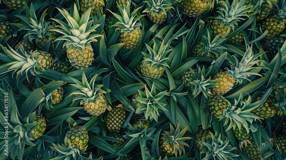 Fototapeta premium pineapple as background, top view