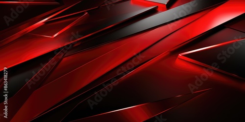 Abstract background red color with geometric 3D texture and light leaks
