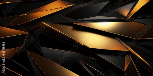 Abstract background gold color with geometric 3D texture and light leaks
