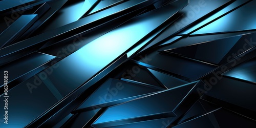 Abstract background blue color with geometric 3D texture and light leaks