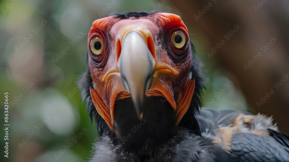 Close up view of King Vulture (Sarcoramphus papa) staring Close up view of King Vulture (Sarcoramphus papa) staring