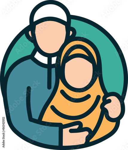 Muslim couple vector illustrations