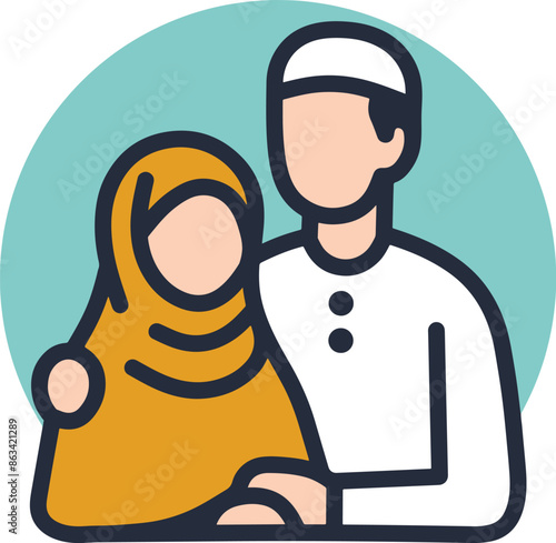 Muslim couple vector illustrations