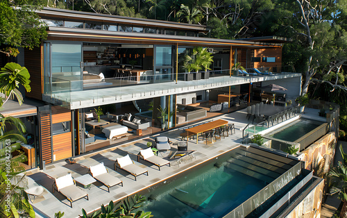 Modern, Luxury Apartment Building in the tropics. 3d rendering © Creative Laik