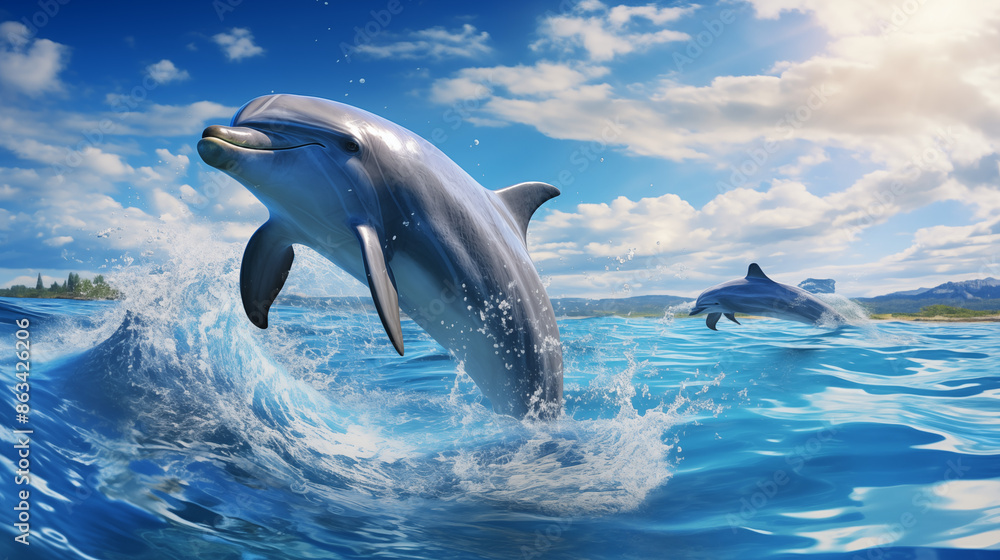 Fototapeta premium Ecology of dolphins.