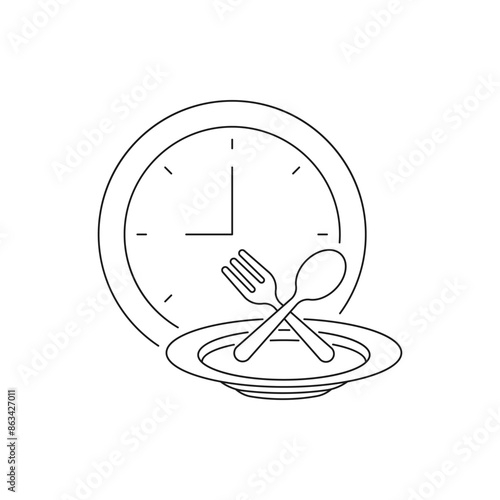 Time to eat icon line style isolated on white background. Vector illustration