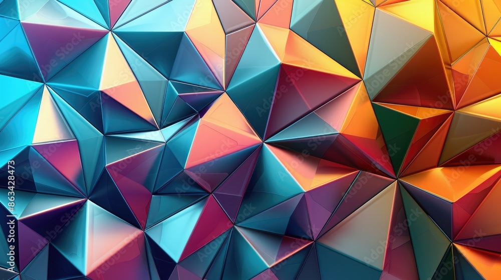 Multicolored geometric polyhedral background Multicolored geometric polyhedral background