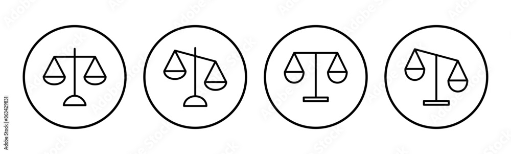 Scales icon set . Law scale icon. Justice sign Scales icon set . Law scale icon. Justice sign