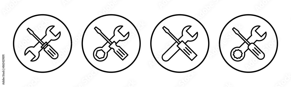Repair tools icon set. tool icon vector. setting icon vector. Wrench and screwdriver. support, Service Repair tools icon set. tool icon vector. setting icon vector. Wrench and screwdriver. support, Service