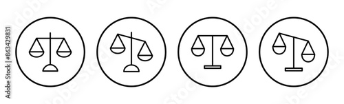 Scales icon set . Law scale icon. Justice sign