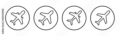 Plane icon set. Airplane icon vector. Flight transport symbol. Travel illustration. Holiday symbol