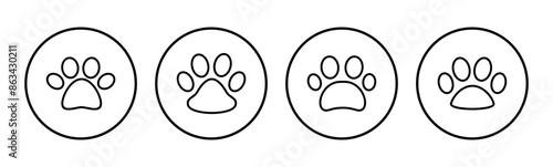 Paw icon set. paw print icon vector. dog or cat paw