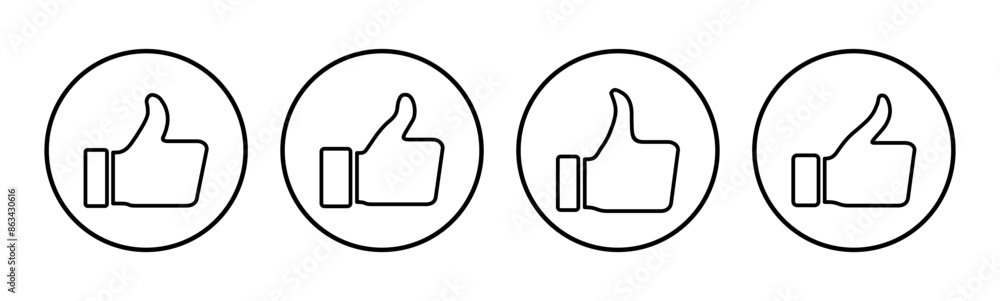 Thumbs up icon set. Hand like. Like icon vector. Thumbs up icon set. Hand like. Like icon vector.
