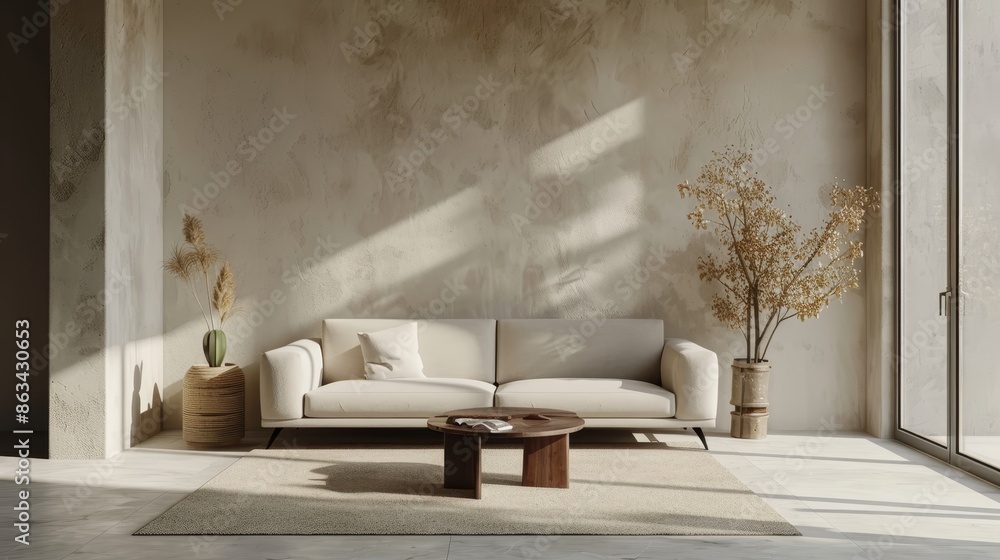 Home mockup, contemporary minimalist living room interior Home mockup, contemporary minimalist living room interior