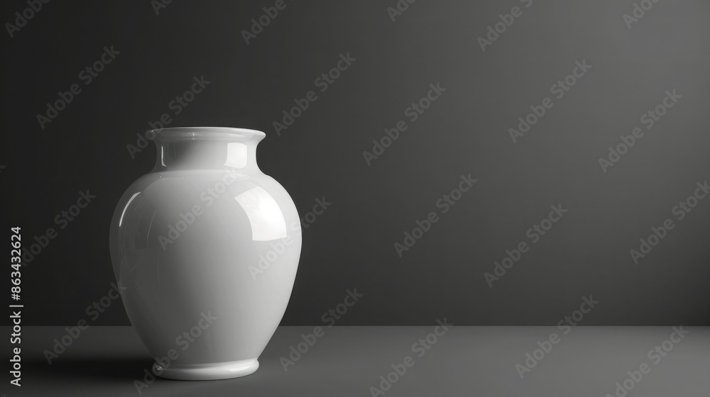 Minimalistic white ceramic vase against a dark gray background. Ideal for home decor, interior design, or art projects. Minimalistic white ceramic vase against a dark gray background. Ideal for home decor, interior design, or art projects.