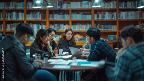 students studying in library