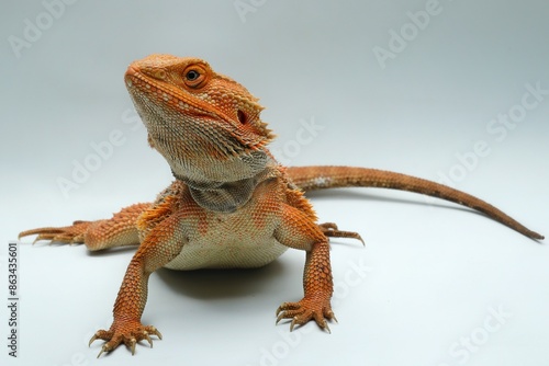 Potrait bearded dragon on a white background photo