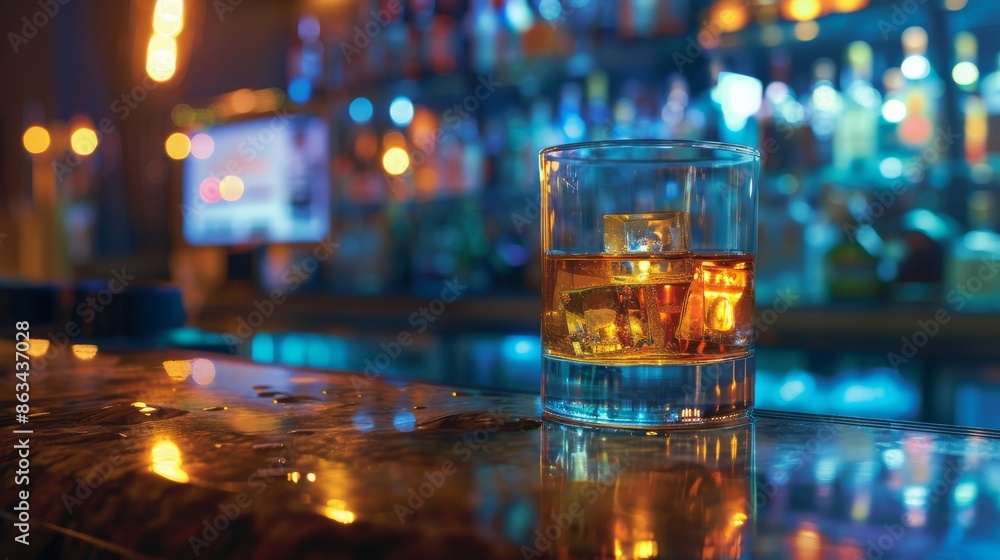 a glass of whiskey sitting on a bar counter a glass of whiskey sitting on a bar counter
