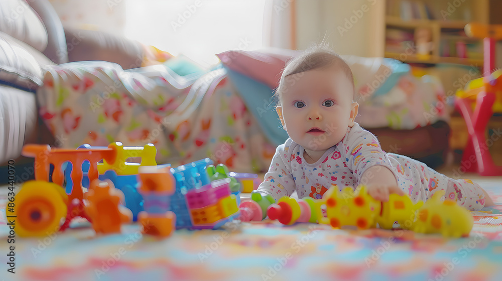 Baby playing with colorful toys Baby playing with colorful toys