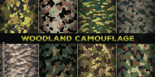 SandWoodland. Collection military and army camouflage seamless pattern