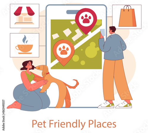 Pet Friendly Space. Flat Vector Illustration