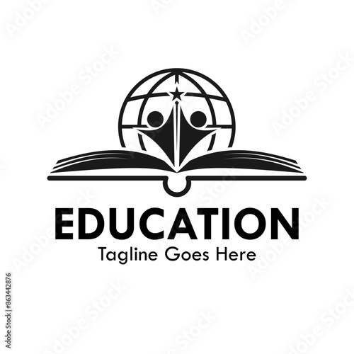 Education design logo template illustration. there are book, student and global