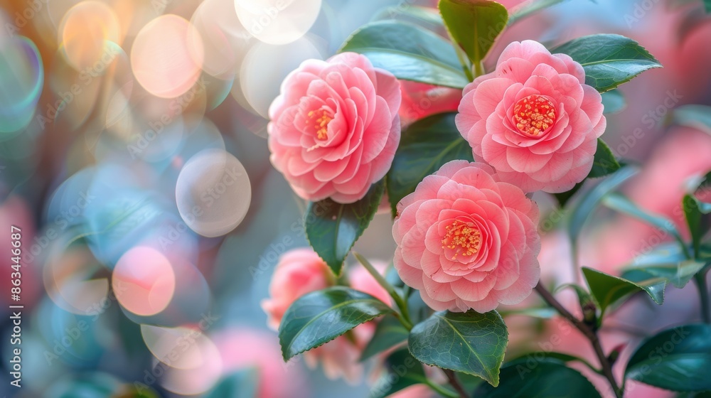 Camellia Flowers in the Garden Camellia Flowers in the Garden