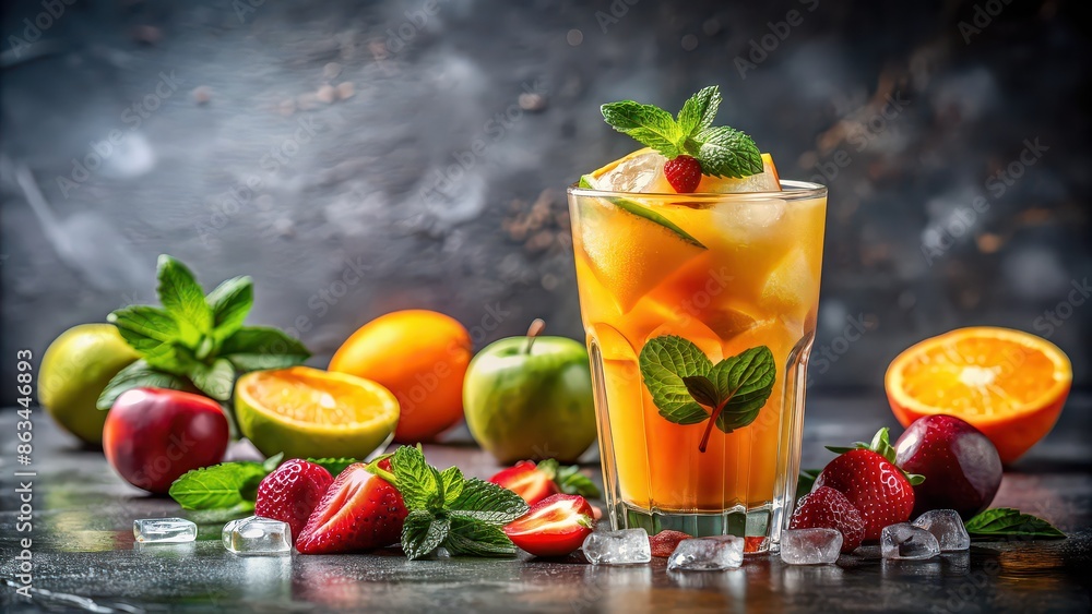 Fresh and healthy juice in a ice cube, flavored with fruit and garnished with leaves , healthy, juice, ice cube, fresh Fresh and healthy juice in a ice cube, flavored with fruit and garnished with leaves , healthy, juice, ice cube, fresh