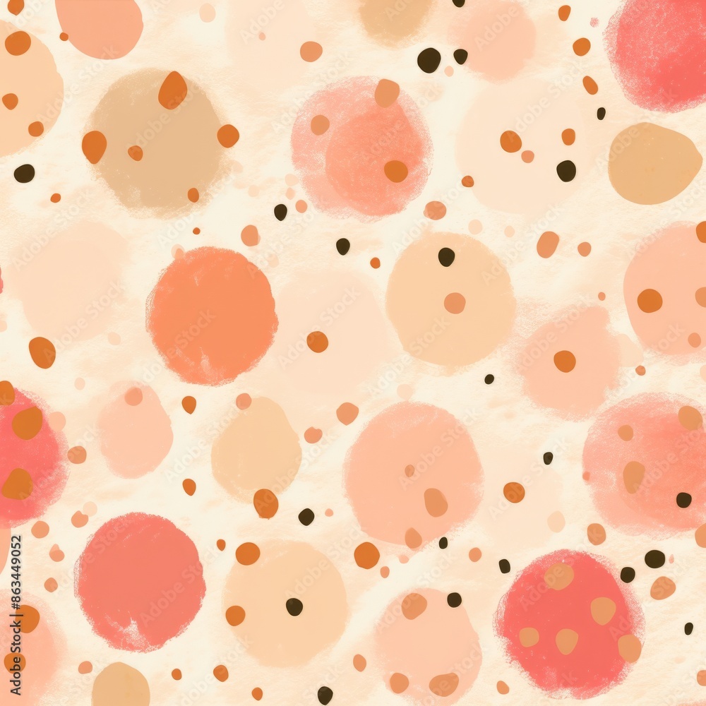 A retro grunge polka dot pattern in blush pink and terracotta colors, featuring a background with subtle texture A retro grunge polka dot pattern in blush pink and terracotta colors, featuring a background with subtle texture