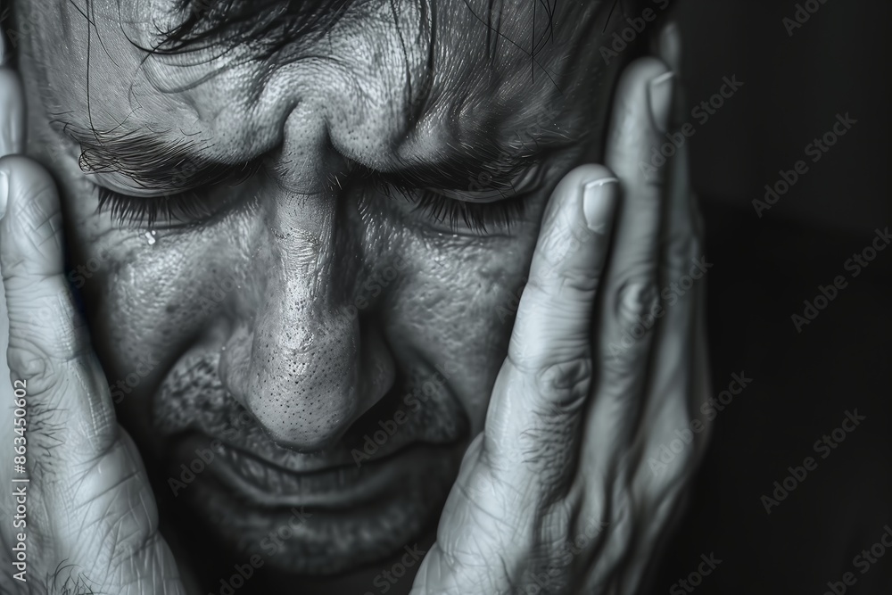Close Up Photo Of A Man Crying With His Hands On His Face Close Up Photo Of A Man Crying With His Hands On His Face