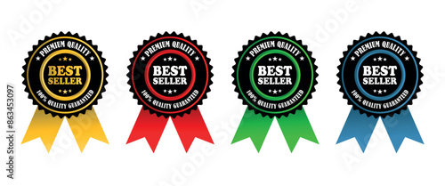 collection of best seller label in various colors. Used for business purpose
