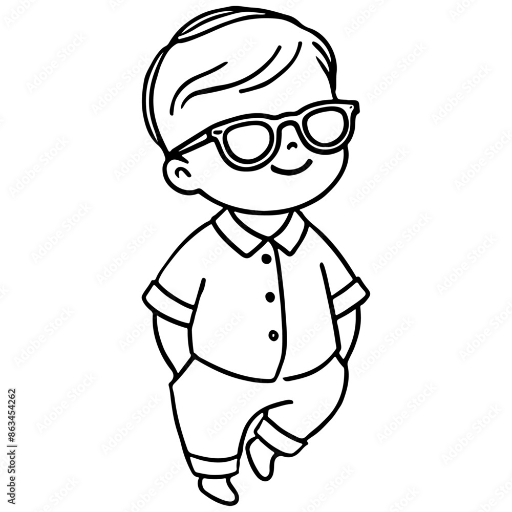 Minimalist Line Art of Baby in Sunglasses Minimalist Line Art of Baby in Sunglasses