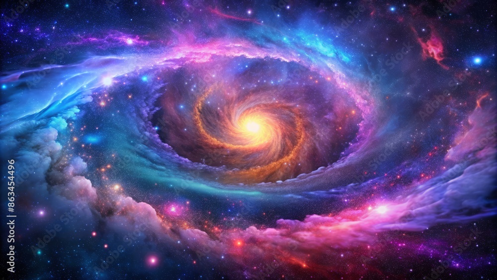 Vibrant cosmic galaxy background with swirling clouds of purple, blue, and pink gas, illuminated by radiant stars and nebulas, set against a darkspace abyss. Vibrant cosmic galaxy background with swirling clouds of purple, blue, and pink gas, illuminated by radiant stars and nebulas, set against a darkspace abyss.