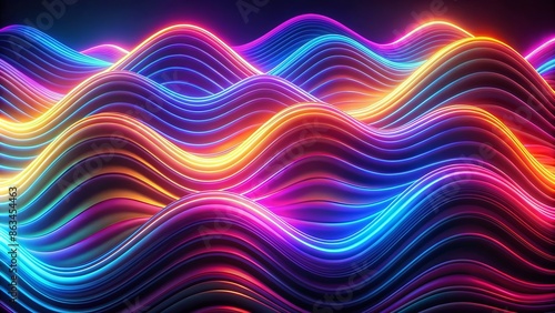 Vibrant neon wavy lines undulate and glow in a mesmerizing abstract background, creating a striking, modern, and futuristic wallpaper design that pulses with energy.