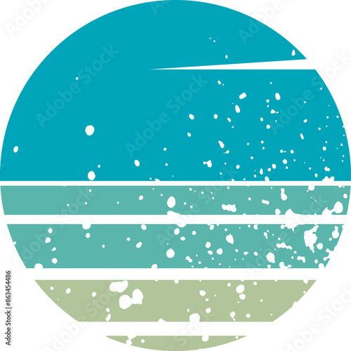 Vintage Retro Striped Sunset