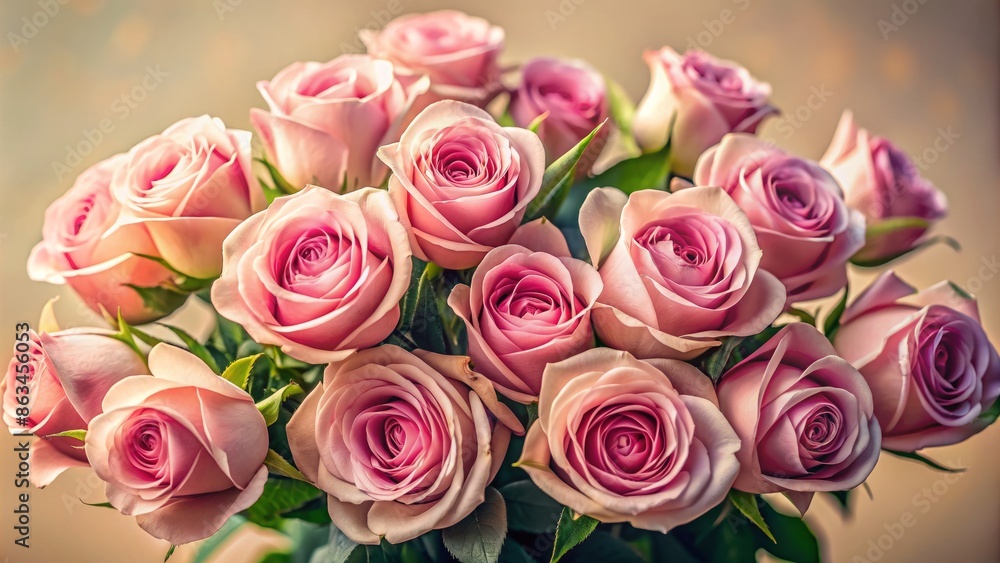 Delicate, velvety pink roses gathered in a lush bouquet, set against a soft, creamy background, exuding elegance, romance, and sophistication in stunning high-definition 8k clarity. Delicate, velvety pink roses gathered in a lush bouquet, set against a soft, creamy background, exuding elegance, romance, and sophistication in stunning high-definition 8k clarity.