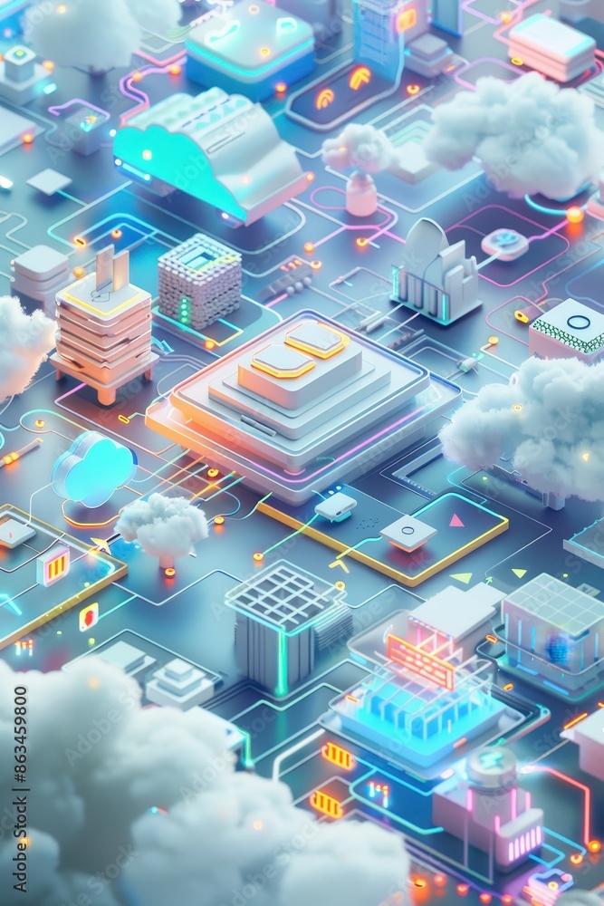 Fototapeta premium A 3D illustration visualizes Communications Platform