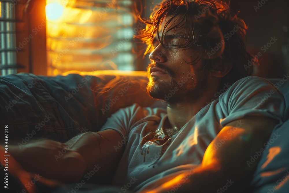 Depressed Young Man in Dramatic Light Portrait Depressed Young Man in Dramatic Light Portrait