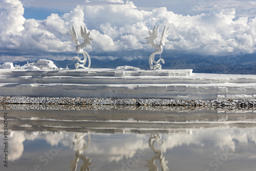 Salt sculptures made from Chaka Salt Lake salt photo