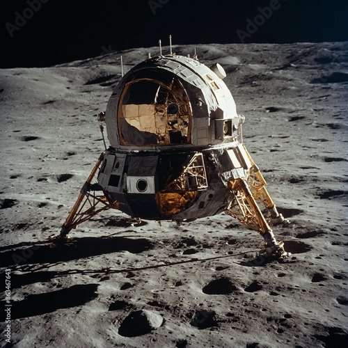 Obraz na płótnie The Apollo 11 spacecraft orbiting the moon.