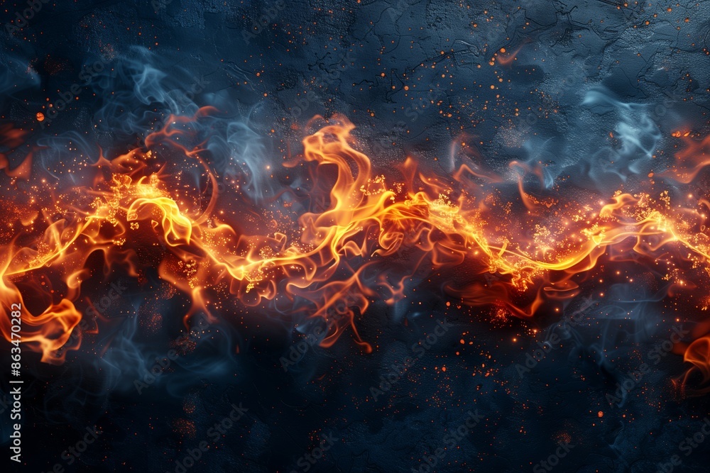 Abstract Flame Design With Orange And Blue Tones Abstract Flame Design With Orange And Blue Tones