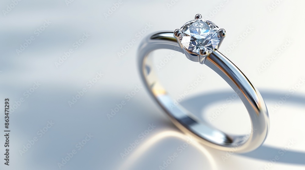 A white gold ring, specifically a silver ring with a diamond A white gold ring, specifically a silver ring with a diamond