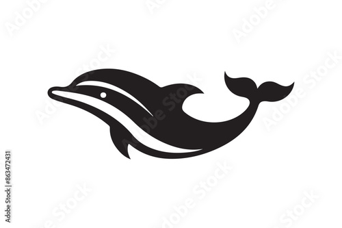 Dolphin silhouette vector art illustration.