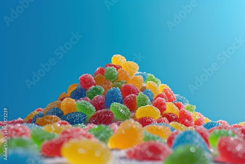 Gumdrop mountain on colored background photo